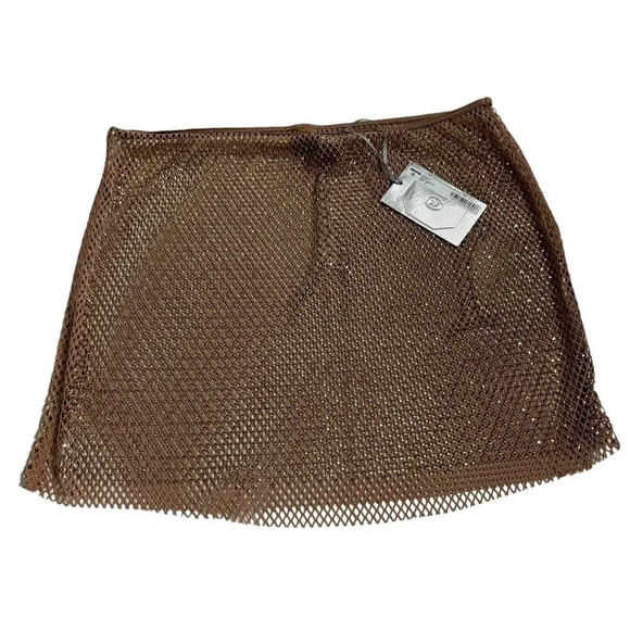 Swarovski X Skims Stretch Net Mini Skirt Gold Size M NWT - Picture 5 of 7